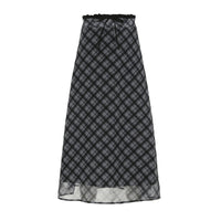 Retro Plaid Chiffon Patchwork Straight Skirt