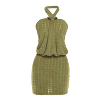 European And American-style Sleeveless Halter-fit-and-flare Dress