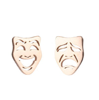Simple Stainless Steel New Asymmetric Crying And Laughing Face Ear Bone Stud Halloween