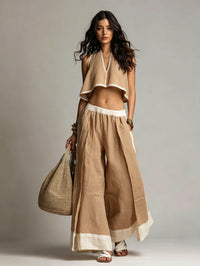 Casual Chic Solid Color Sleeveless V-Neck Set
