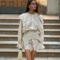 Womens Short Crew-Neck Printed Dress
