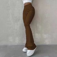 Casual Rib Simple Slim Fit Leggings Solid Color High Waist Fashion Trousers