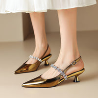 Summer Pointed Toe Strap Mid Heel Toe Box Sandals