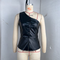 Women's Single-breasted Short Asymmetric Shoulder Off-shoulder Vest