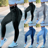 High Waist Fitness Pants For Women Close-fitting And Slim-fitting Denim Yoga Pants