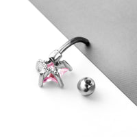 Stainless Steel Zircon Five-pointed Star Nail Navel Decoration Piercing Jewelry