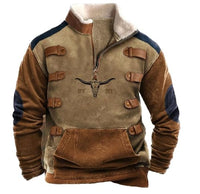 Zipper Sweater Men's Spring And Autumn Printed Turtleneck