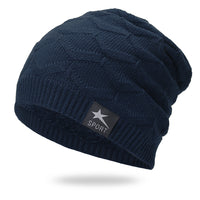 Windproof Hat Solid Color Plus Velvet Knitted Hat