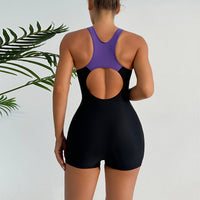 Women's European And American Sexy One-piece Stitched Backless Swimsuit
