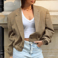 Fashionable Loose Short Plaid Coat For Women
