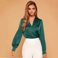 Women's Long-sleeved Satin Shirt