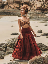 Casual Women Bohemian Loose Solid Skirt
