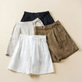 Solid Color Cotton Linen Elastic-waist Wide Leg Pants
