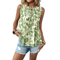 Temperament Top Pleated Tie Women's Sleeveless Shirt
