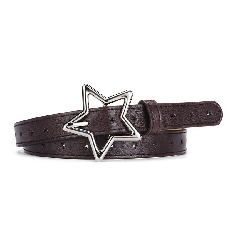 Children's Five-pointed Star Alloy Buckle Women's Belt Full Hole Dress Jeans Belt Female