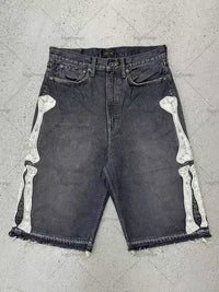 Retro Washed Hip-Hop Letter Print Loose Denim Shorts