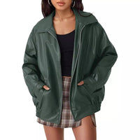 Women's Oversized Biker's Leather Jacket Fall Winter Fashion