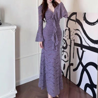 Womens Fashionable And Sexy Lace Long-Sleeve Dress