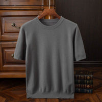 Men's Short-sleeved T-shirt Korean-style Trendy Round Neck Half-sleeve Sweater