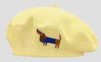 Cute Embroidered Dog Hollow-out Thin Knit Beret