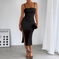 Strapless Sheath Dress With Open Back And Side Slit