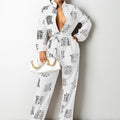 Women's Casual Fashion Loose Shirt Long Sleeve Jumpsuit