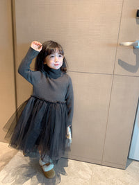 New Girls' Western Style Stitching Sweater Dress