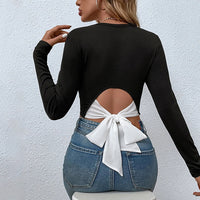 Women's Round Neck Pullover Casual Long Sleeve T-shirt Top