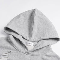 Badge Decoration Ripped Hoodie Sweater Men