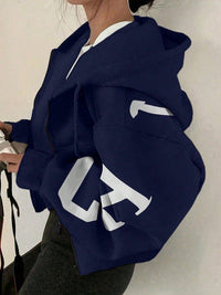 Long-sleeve Zip-up Casual Sweatshirt With A Printed Design