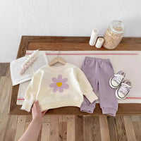 Infant Two-piece Set Cute Flower Sweatshirt And Sweatpants Baby Girl Suit