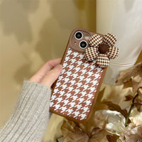 Mobile Phone Case Houndstooth Three-dimensional Flowers