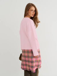 Relaxed Laid-back Short Knit Long-sleeve Crewneck Pullover