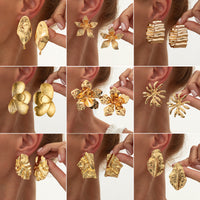 Liquid Metal Pleated Flower Stud Earrings