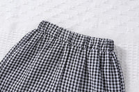 Wooden Ear Sleeveless Vest Shirt Shorts Two-piece Set Infant Plaid Suit