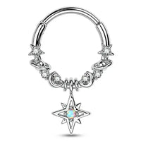 European And American Fashion Galaxy Moon Inlaid Zircon Closed Mouth Nose Ring