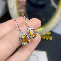 Silver Inlaid Pliers Natural Citrine Eardrops