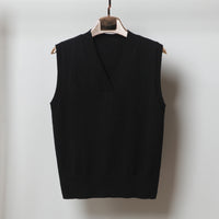 V-neck Sleeveless Sweater Vest Women's Black Top Outerwear Thin Knitwear