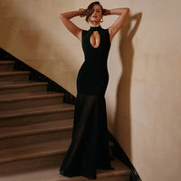 Hollow-out Strapless Waist-cinching Sheer Mermaid Maxi Dress