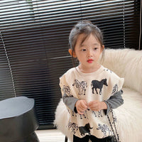 Girls Princess Style Fake Two-piece Sweater Suit All-match Fashionable Children's Leggings