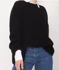 Spring And Autumn Loose Solid Color Knitted Pullover Sweater