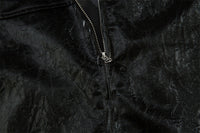 Men's Split Splicing Solid Color Loose Standing Collar Leather Jacket