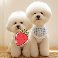 Cute Puppy Dog Plaid Flower Bib Pet Saliva Towel