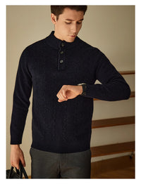 Men's Half-high Collar Button Sweater 24 Autumn And Winter New Thick Sweater
