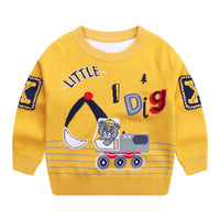 Autumnwinter New Cotton Line Cartoon Bear Excavator Boy's PulloverChildren's Long-sleeved Sweater