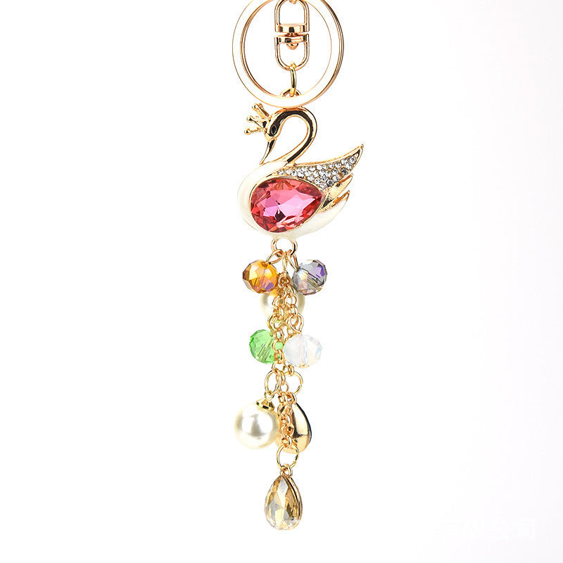 Diamond Crystal Swan Car Key Ring