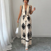 Summer Sleeveless Waistband Jumpsuit For Women