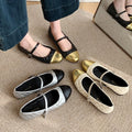French Style Small Fragrance Color Blocked Round Toe Mary Jane Shoes For Women, Gentle Matching Skirt With A Single Line And Shallow Mouth Single Shoe