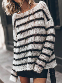 Sweater Women's Round Neck Long Sleeve Striped Blouse Casual Spring And Summer