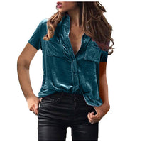 European And American Spring And Summer Pocket Shirt Top Solid Color Elegant Long Sleeve Shirt For Women